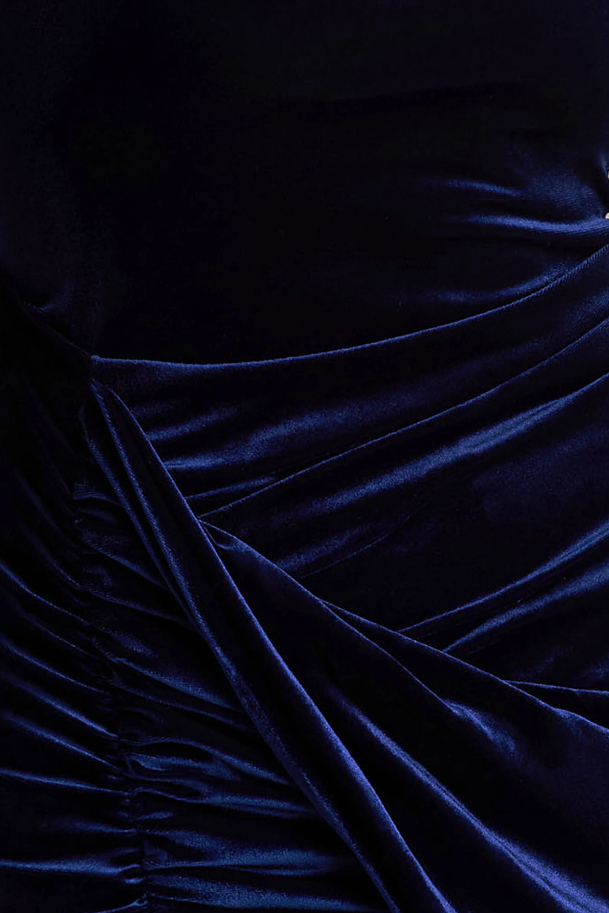 Wishes | Navy Velvet High-Neck Maxi Dress With Wrap Skirt - Image 6