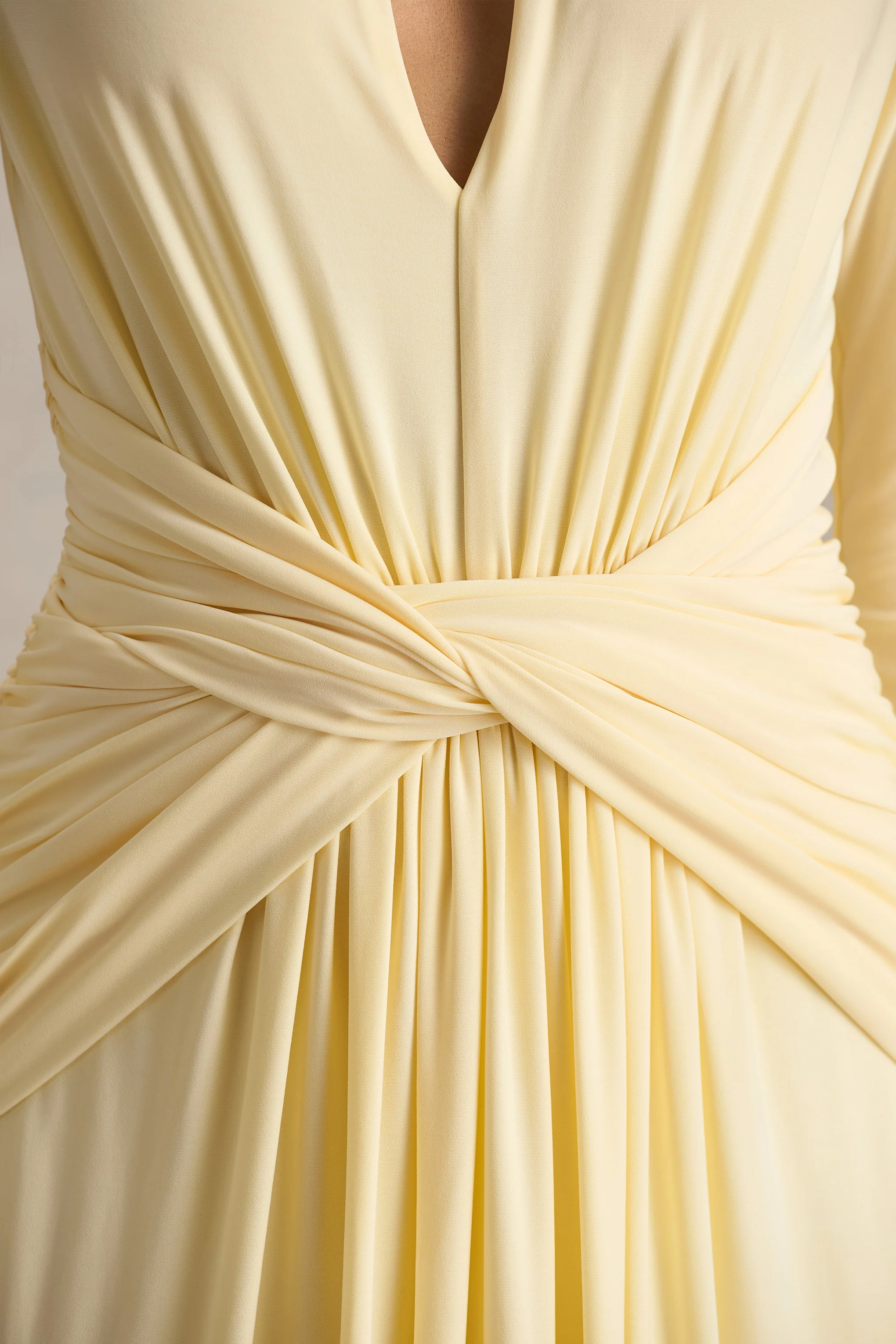With Me | Lemon High-Neck Maxi Dress With Ruched Detailing - Image 3