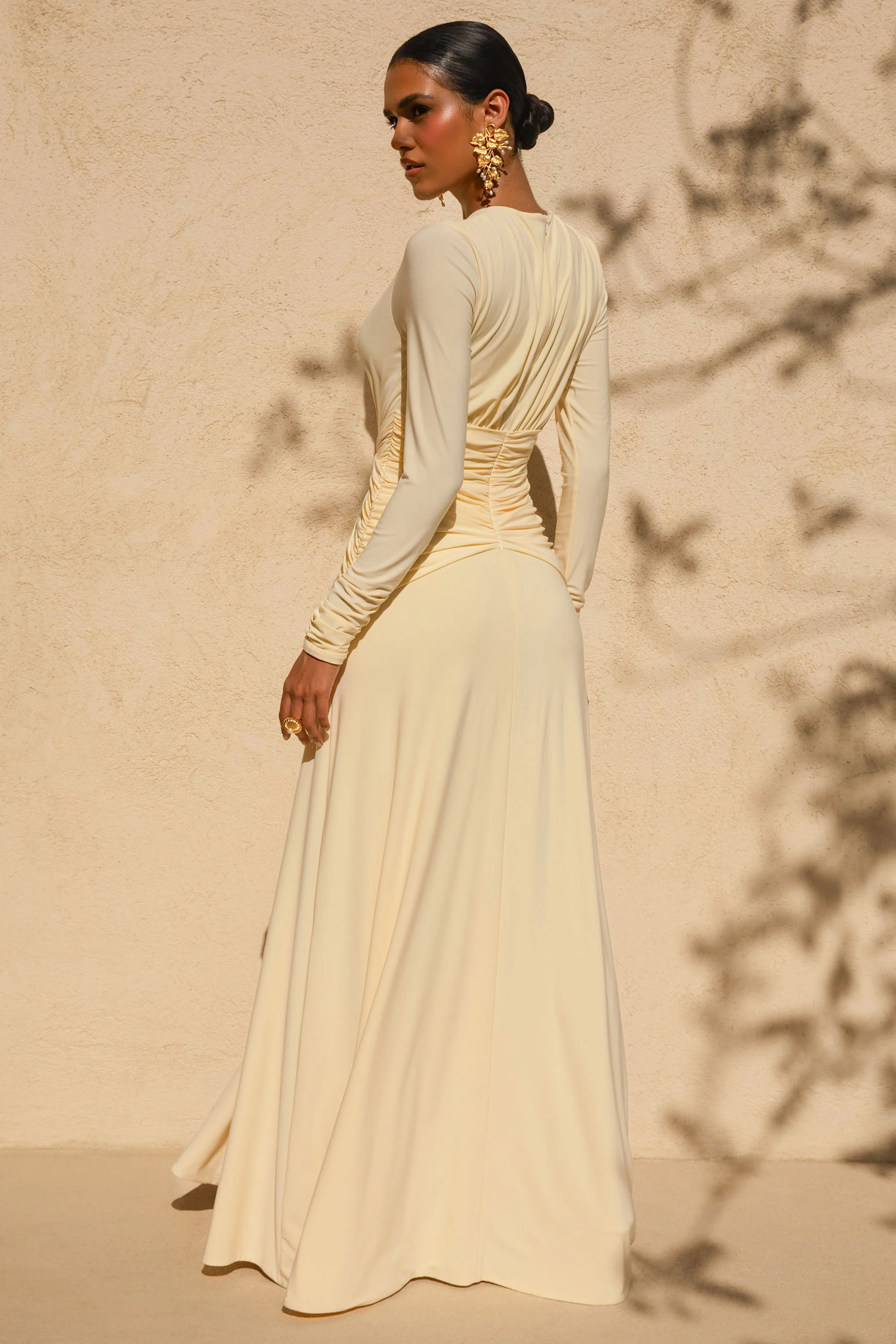With Me | Lemon High-Neck Maxi Dress With Ruched Detailing - Image 8