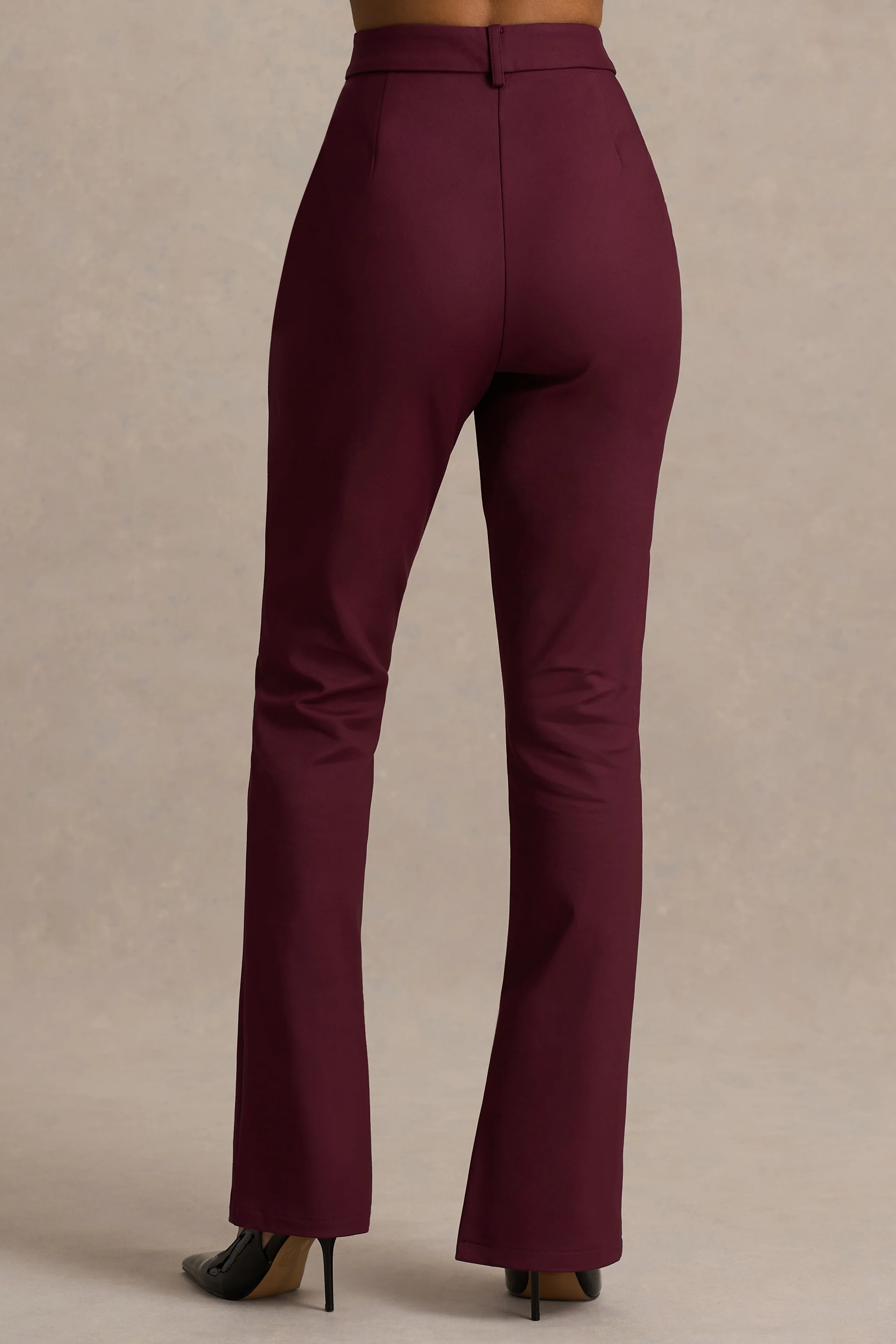 Wonder Woman | Burgundy High Waist Tailored Trousers With Hem Split - Image 4