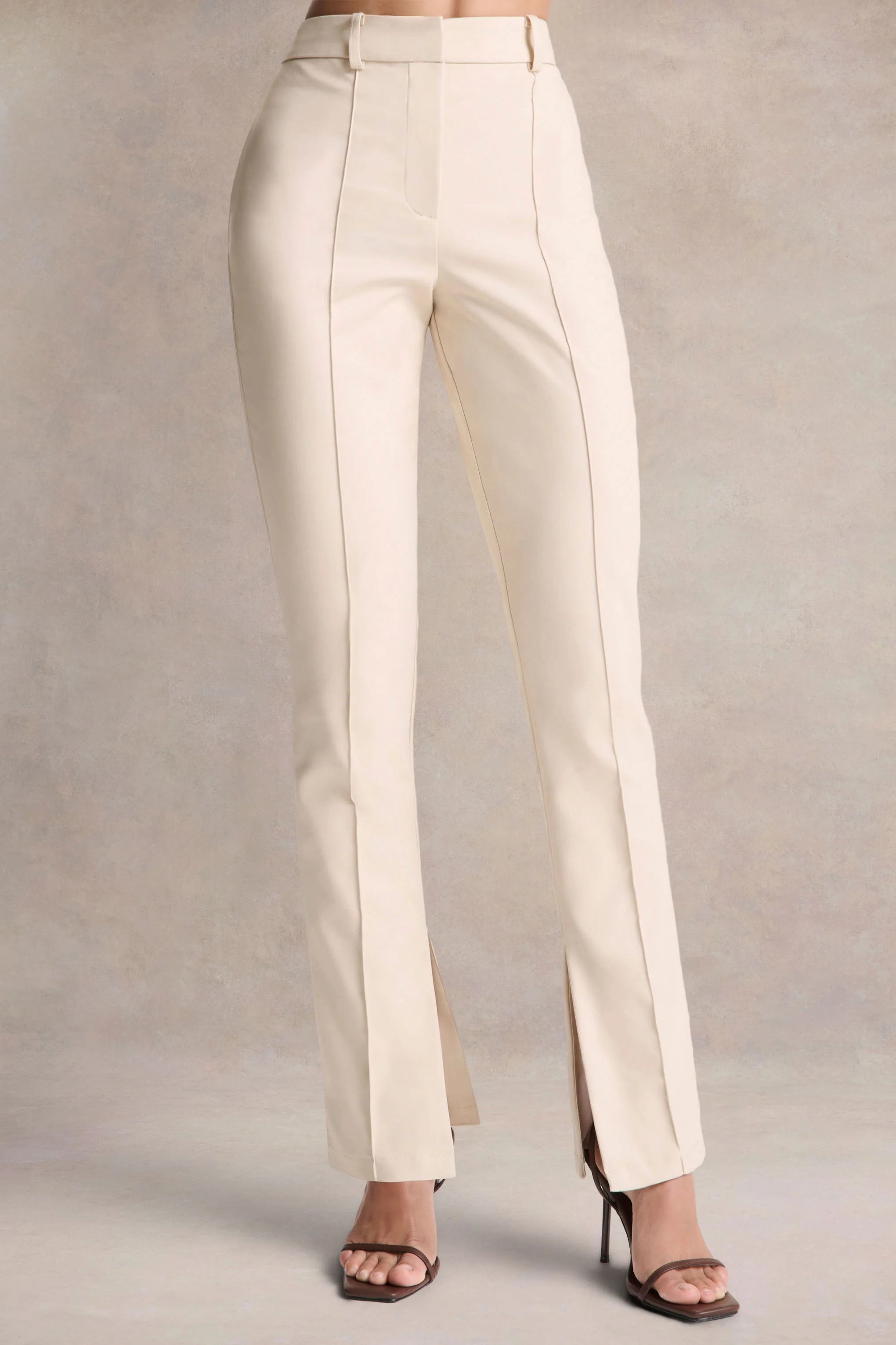 Wonder Woman | Cream High Waist Tailored Trousers With Hem Split - Image 3