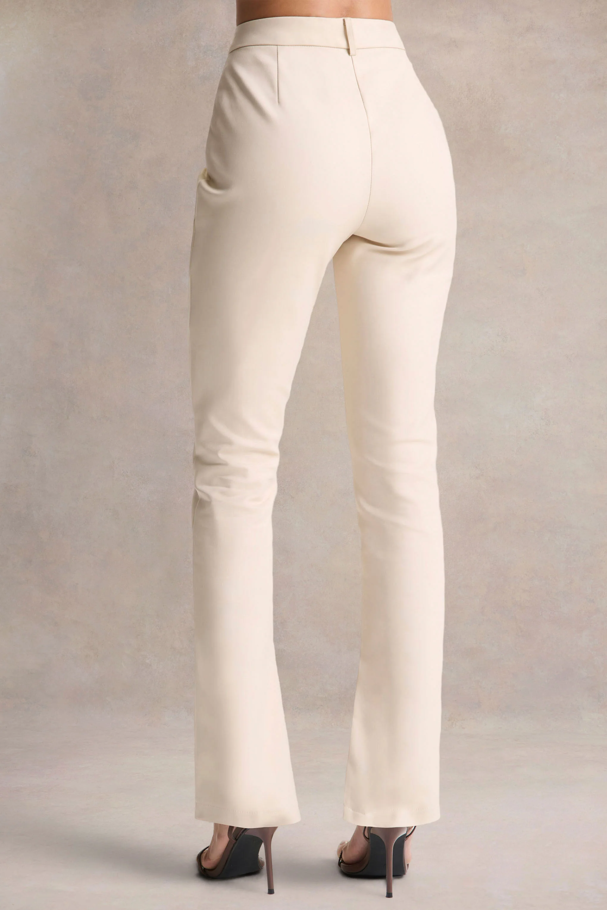 Wonder Woman | Cream High Waist Tailored Trousers With Hem Split - Image 4