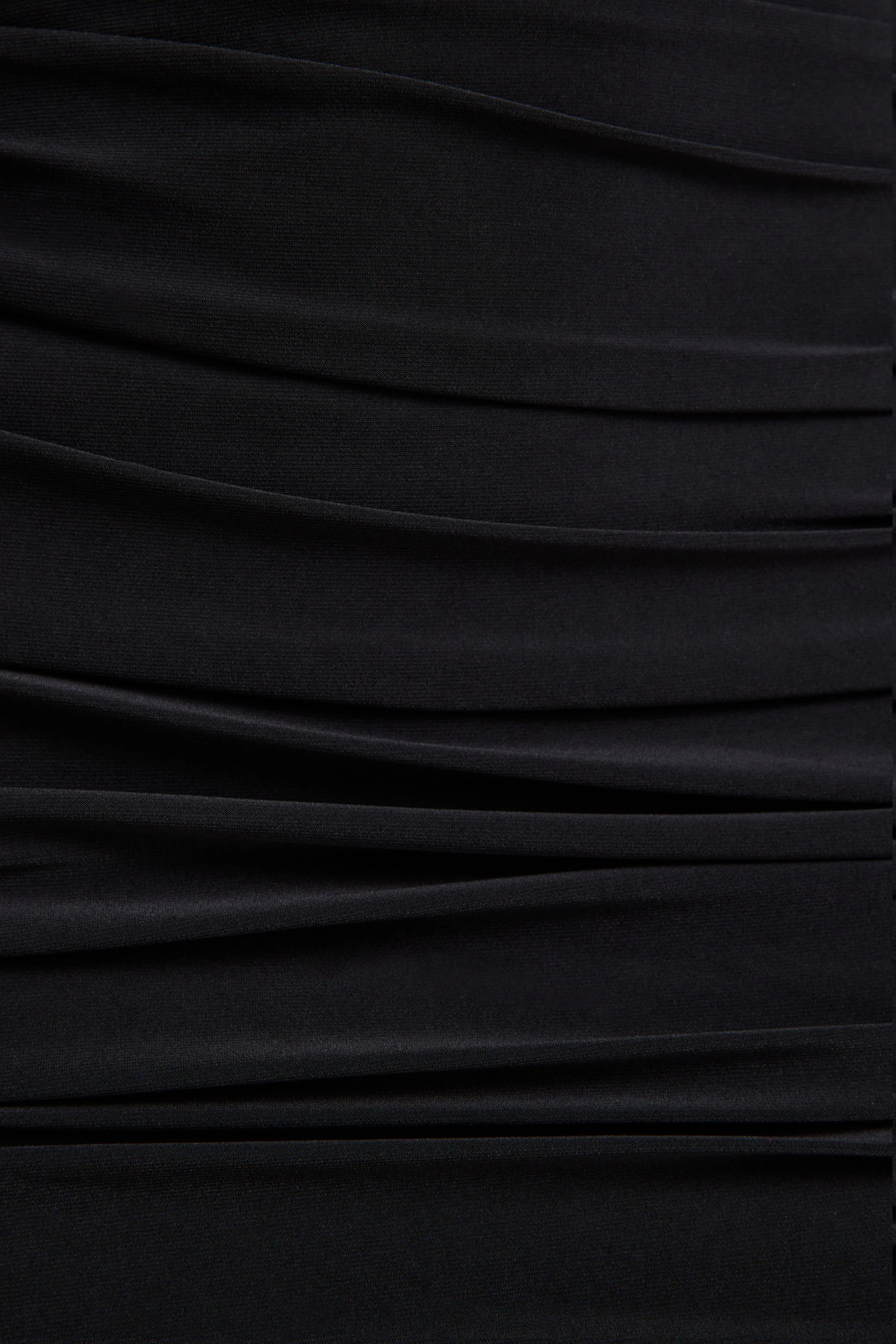 Yara | Black One Shoulder Cape Ruched Midi Dress - Image 7