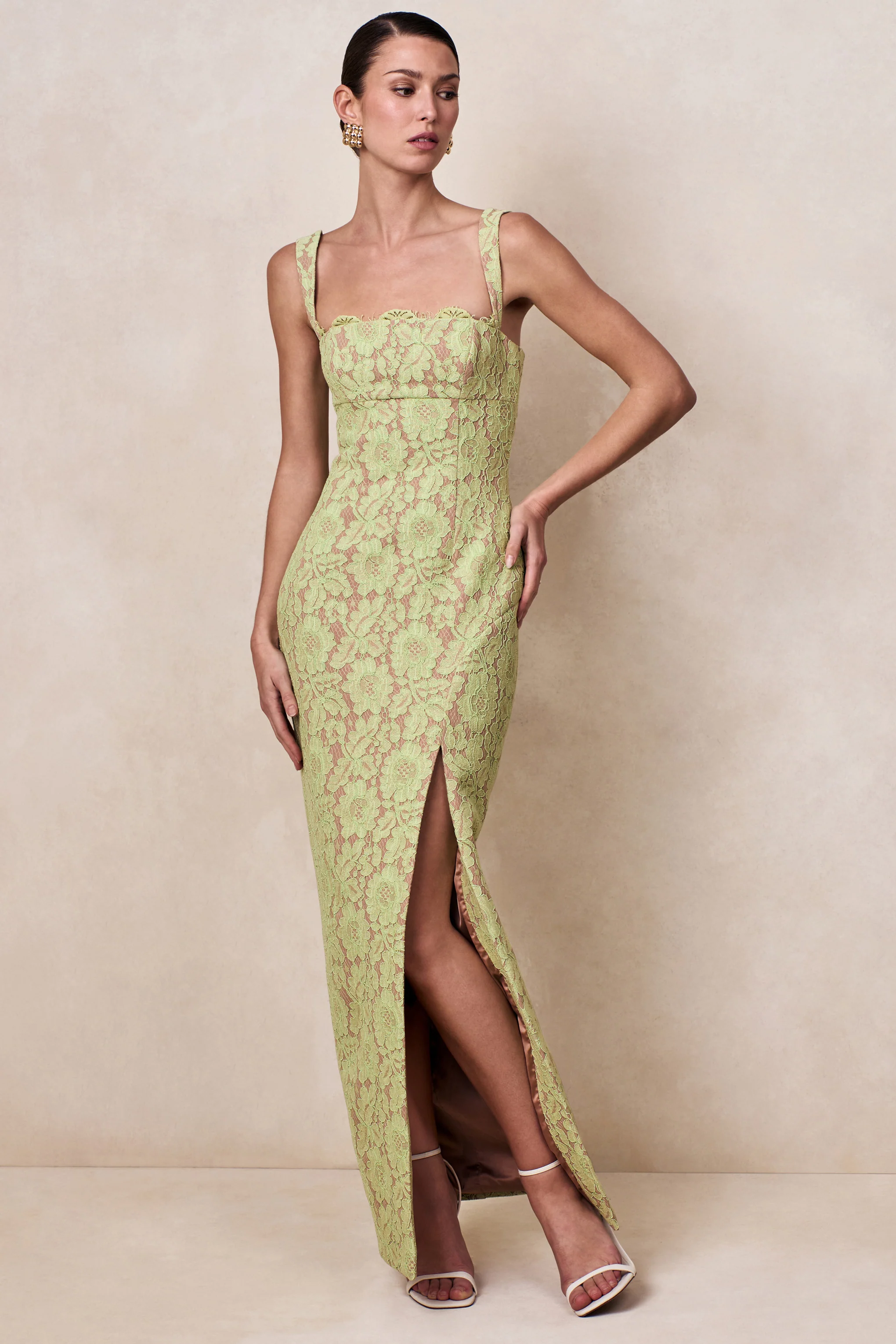 Zarisse | Green Lace Square-Neck Maxi Dress - Image 5
