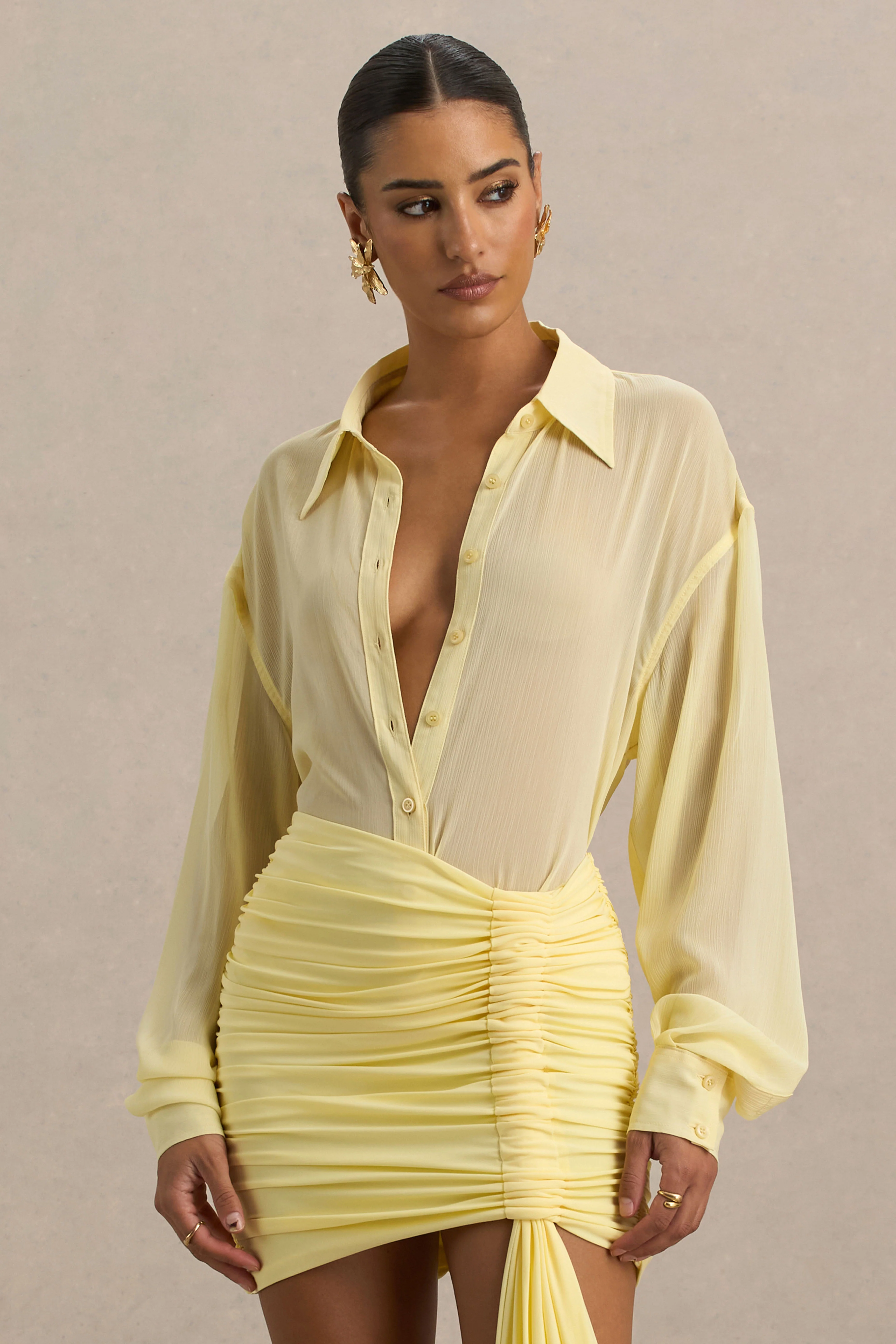 Zinna | Lemon Plunge-Neck Shirt - Image 5