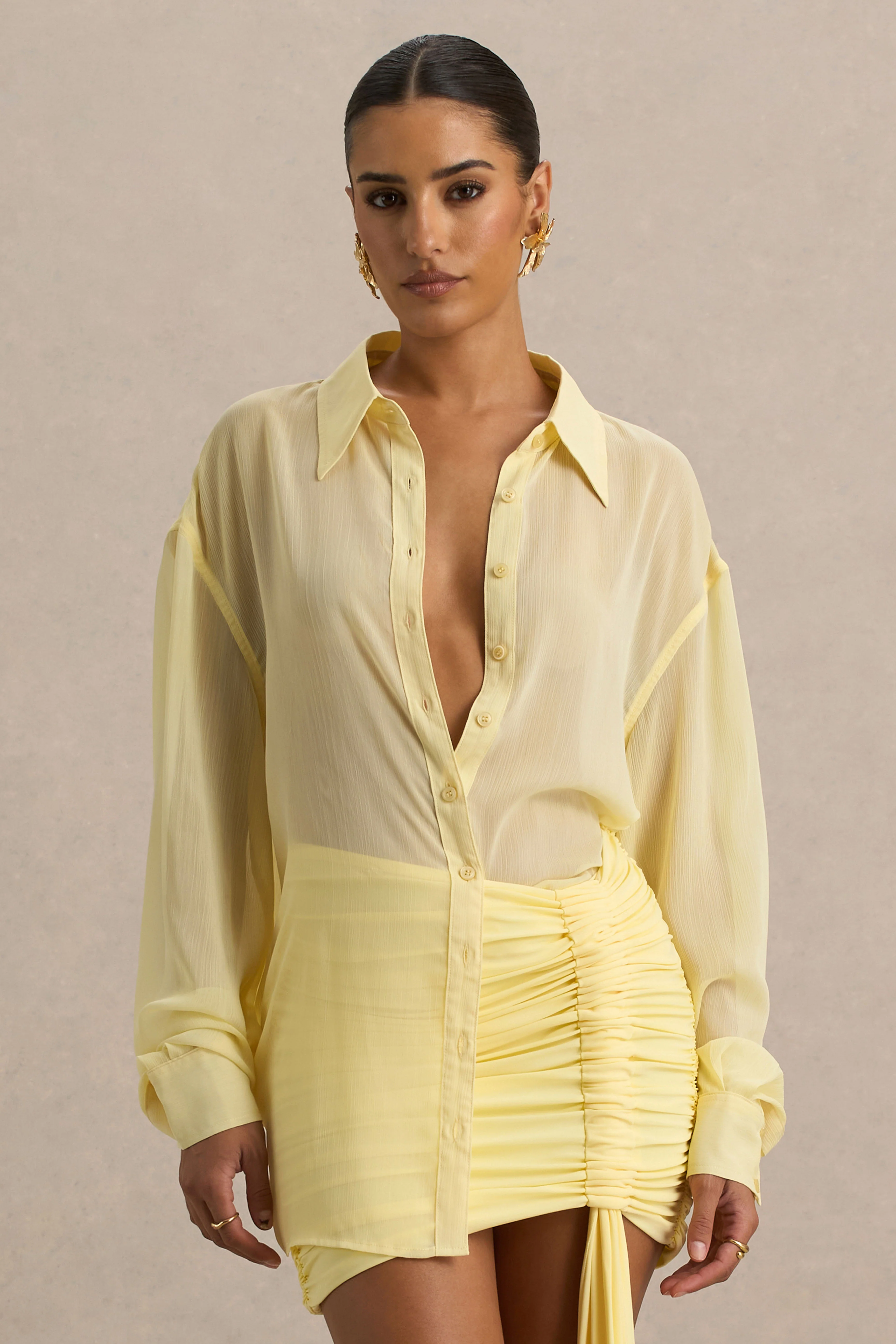 Zinna | Lemon Plunge-Neck Shirt - Image 6