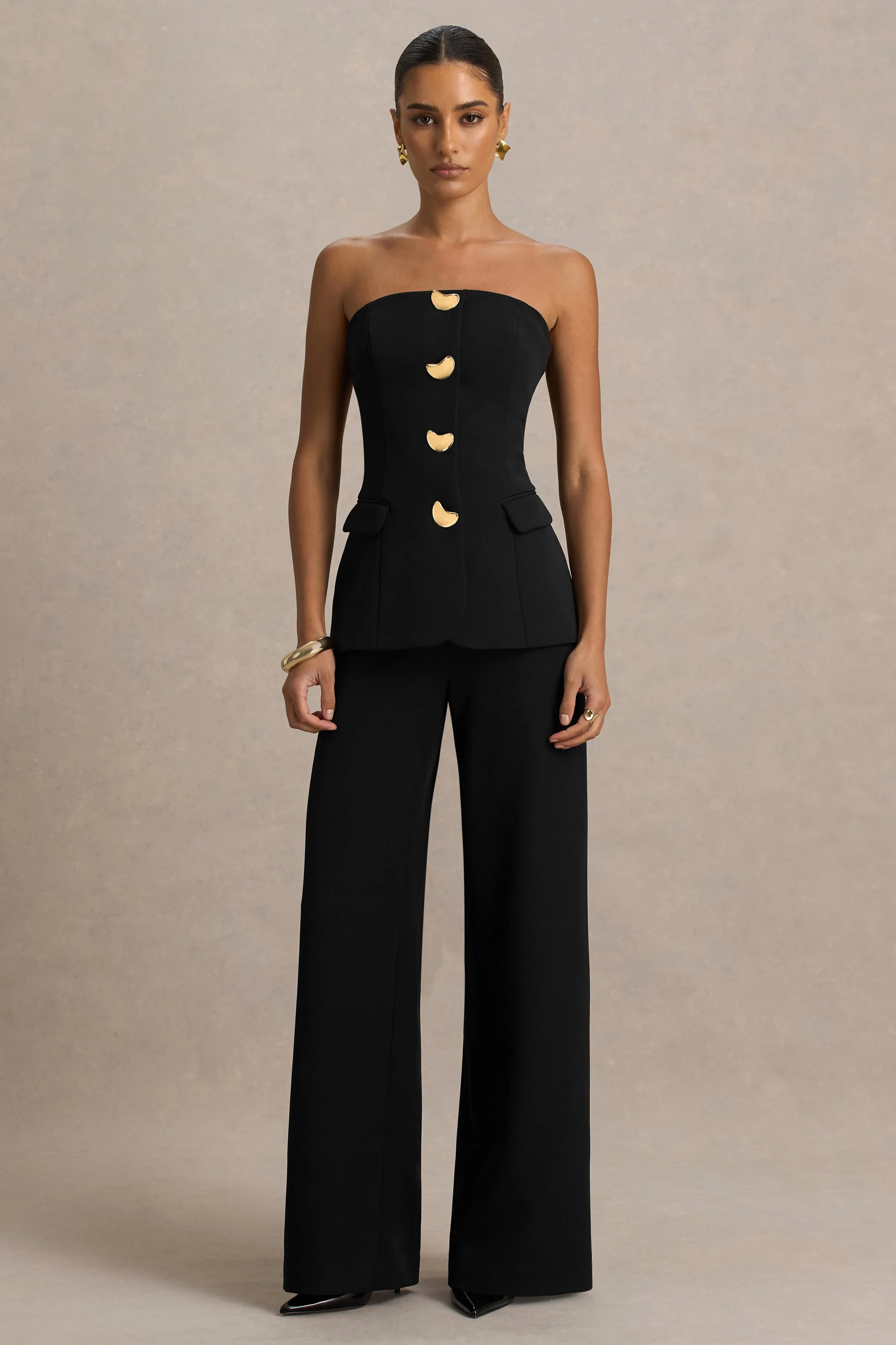 Zoey | Black Bandeau Jumpsuit - Image 2