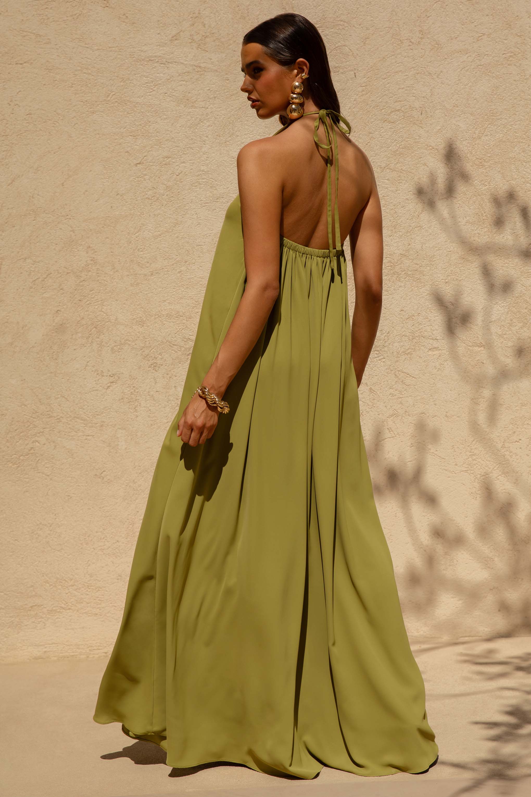 Zyon | Green High-Neck Maxi Dress with Cut-Out Details - Image 2